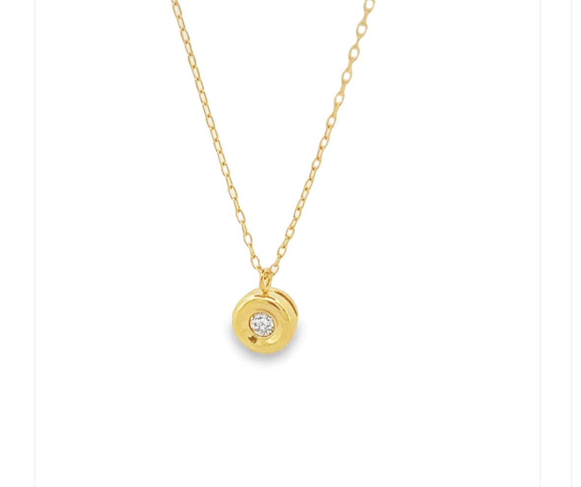 18k + Diamond Bezel Necklace