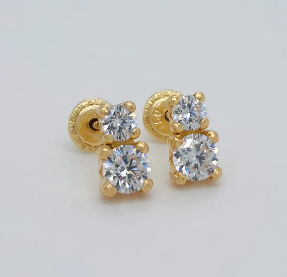 18K Doble Stone Earrings