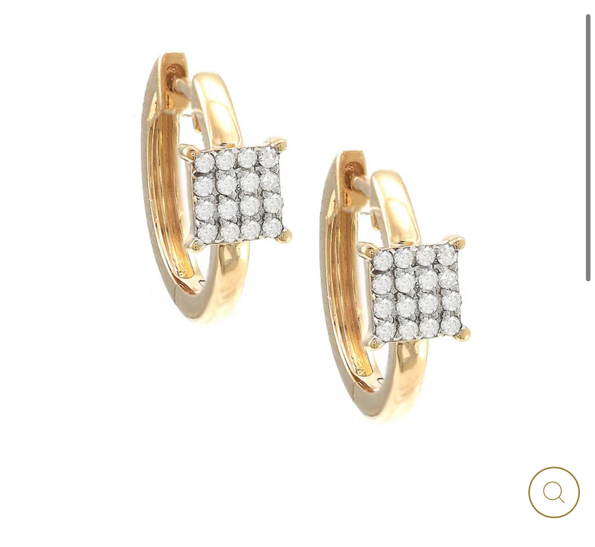14K YELLOW GOLD HUGGY MICRO PAVE DIAMOND HOOPS EARRINGS