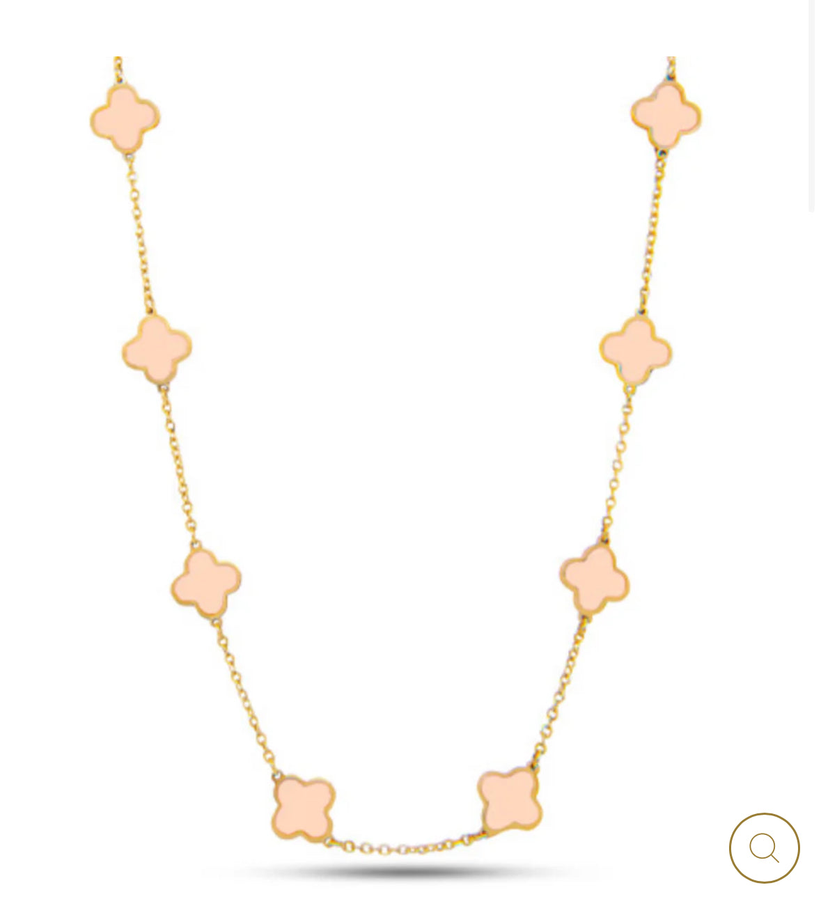 14K GOLD LIGHT PINK NECKLACE (9 TREBOL