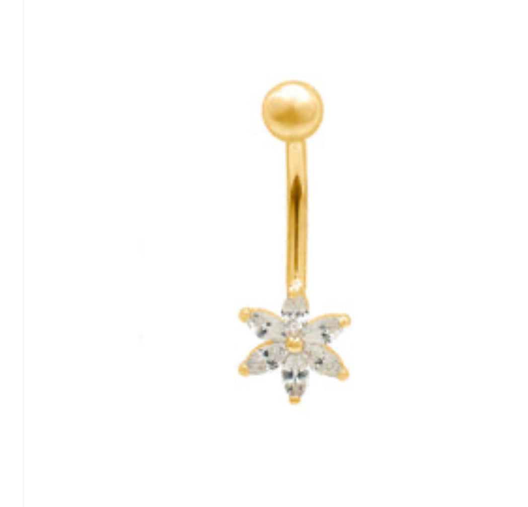 Flower CZ Belly Piercing