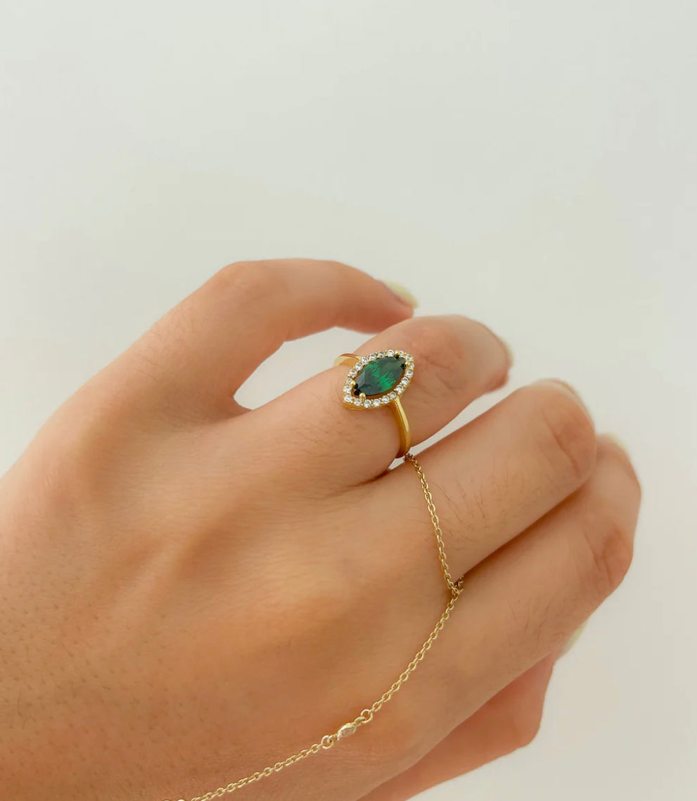 Oval Green Stone Ring