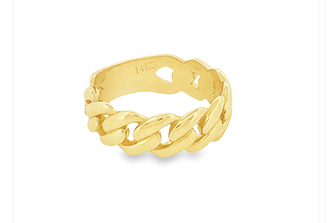 14K Solid Men Chain Ring