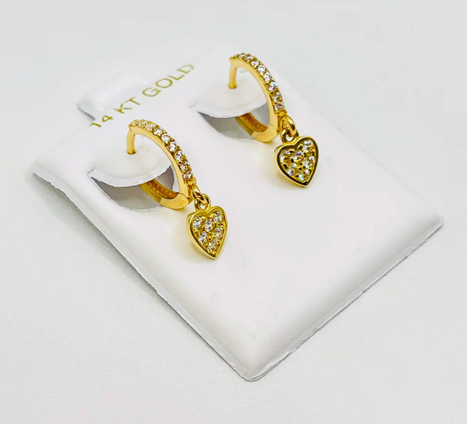 Heart CZ Hoops Earrings