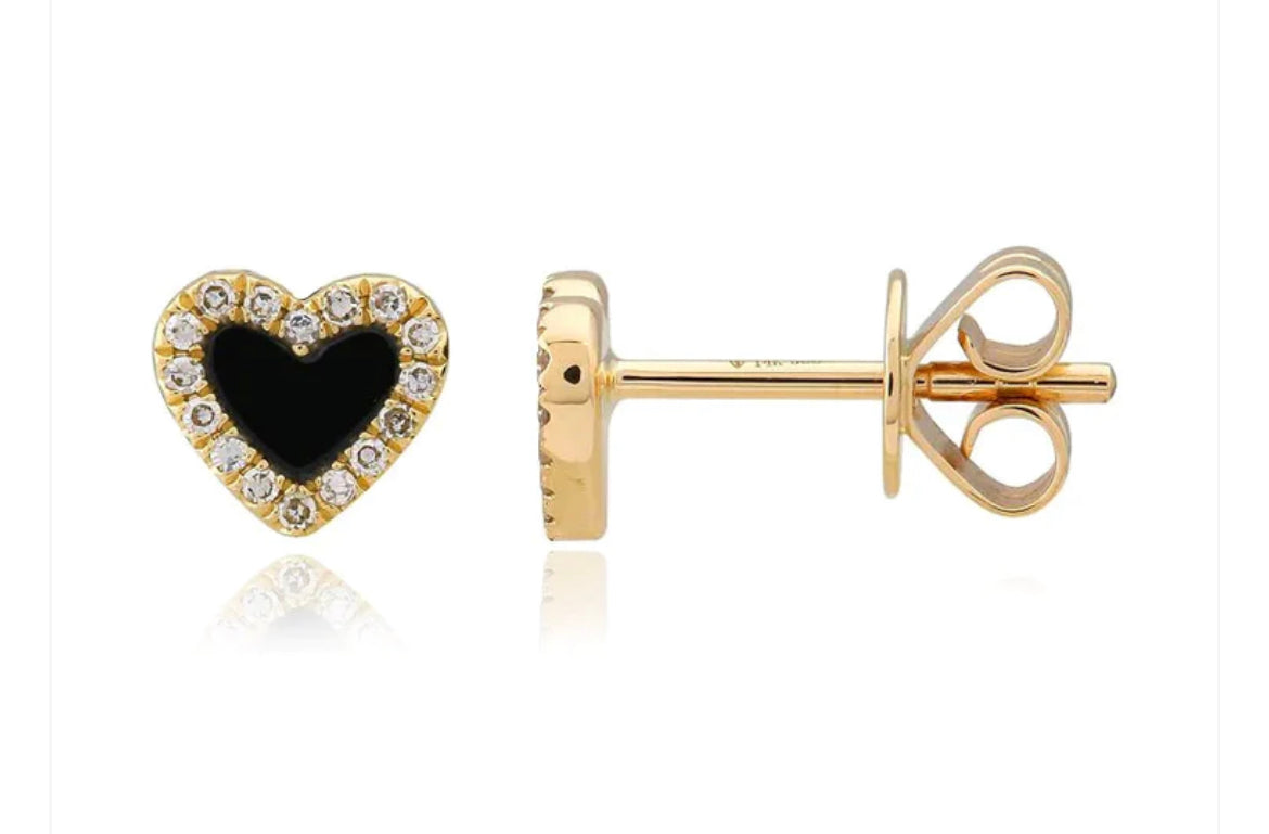 Onyx Black Heart Earrings