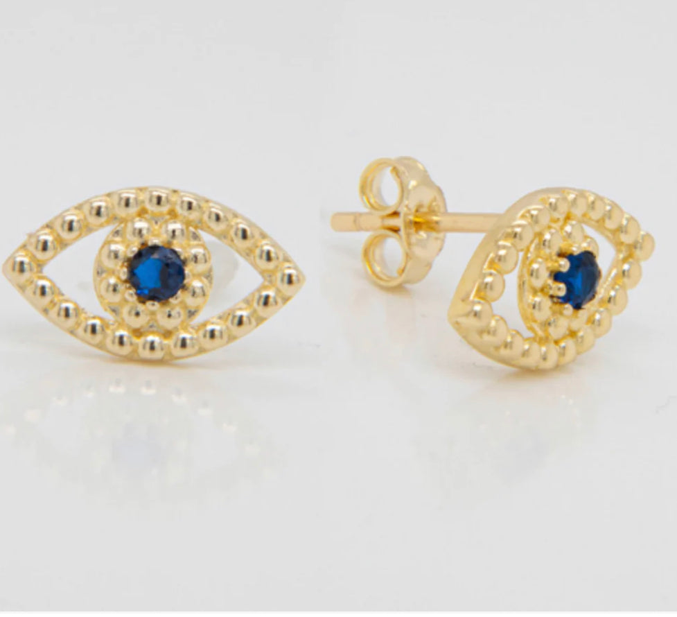 Blue Stone Eyes Studs Earrings