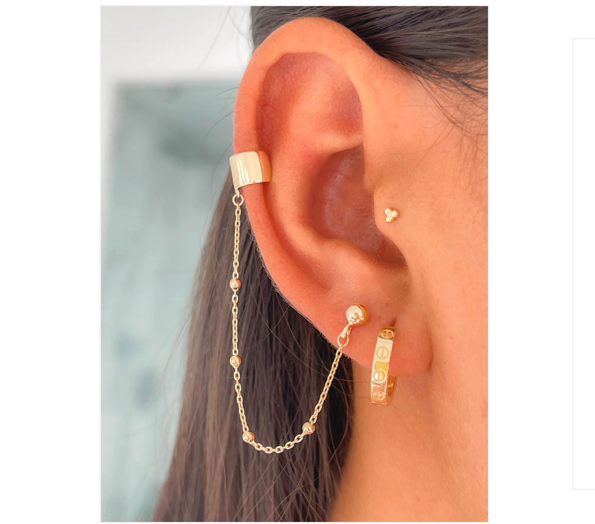 Ear Cuff with Multiball Chain