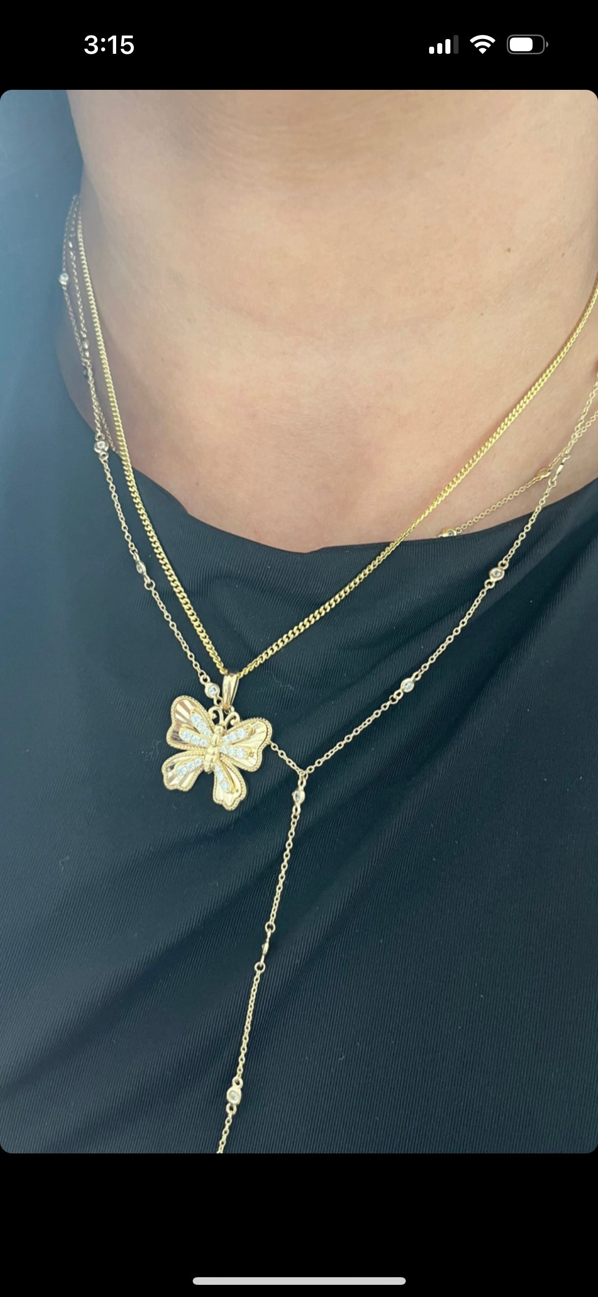 Bezel CZ Lariat Necklace