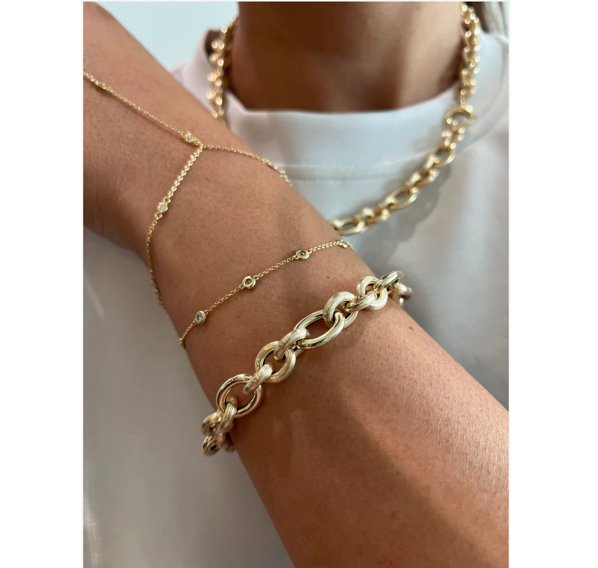 14K Round Link Set