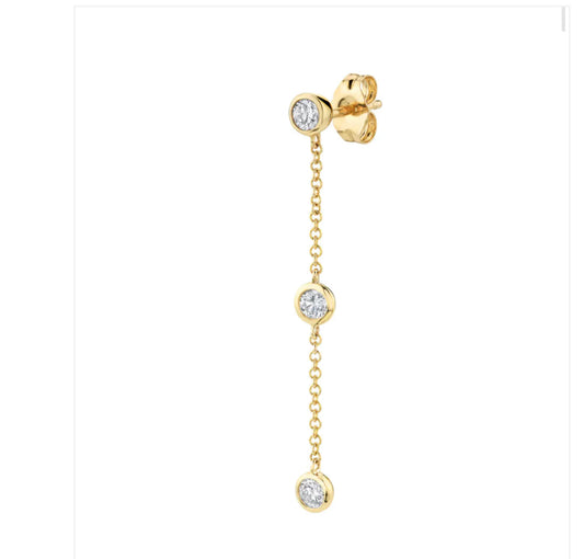 Bezel CZ Chain Earrings (Par) (2)