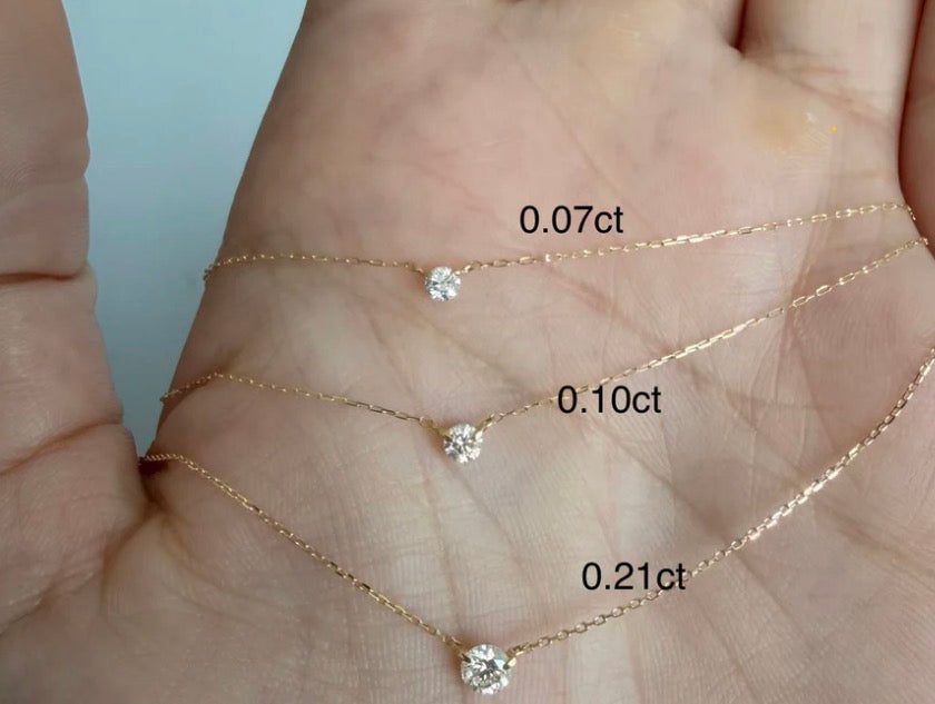 18K YELLOW GOLD SOLITAIRE DIAMOND NECKLACE (PUNTO DE LUZ) 0.10ct size 15”-16”