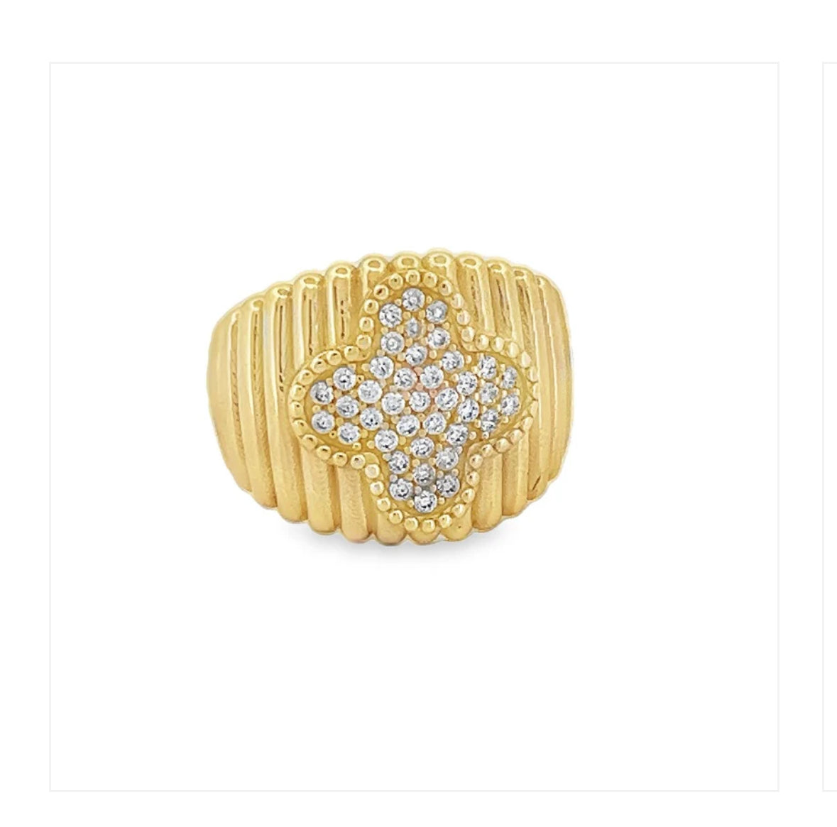 14K Flower Cz Ring