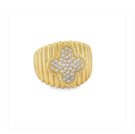 14K Flower Cz Ring