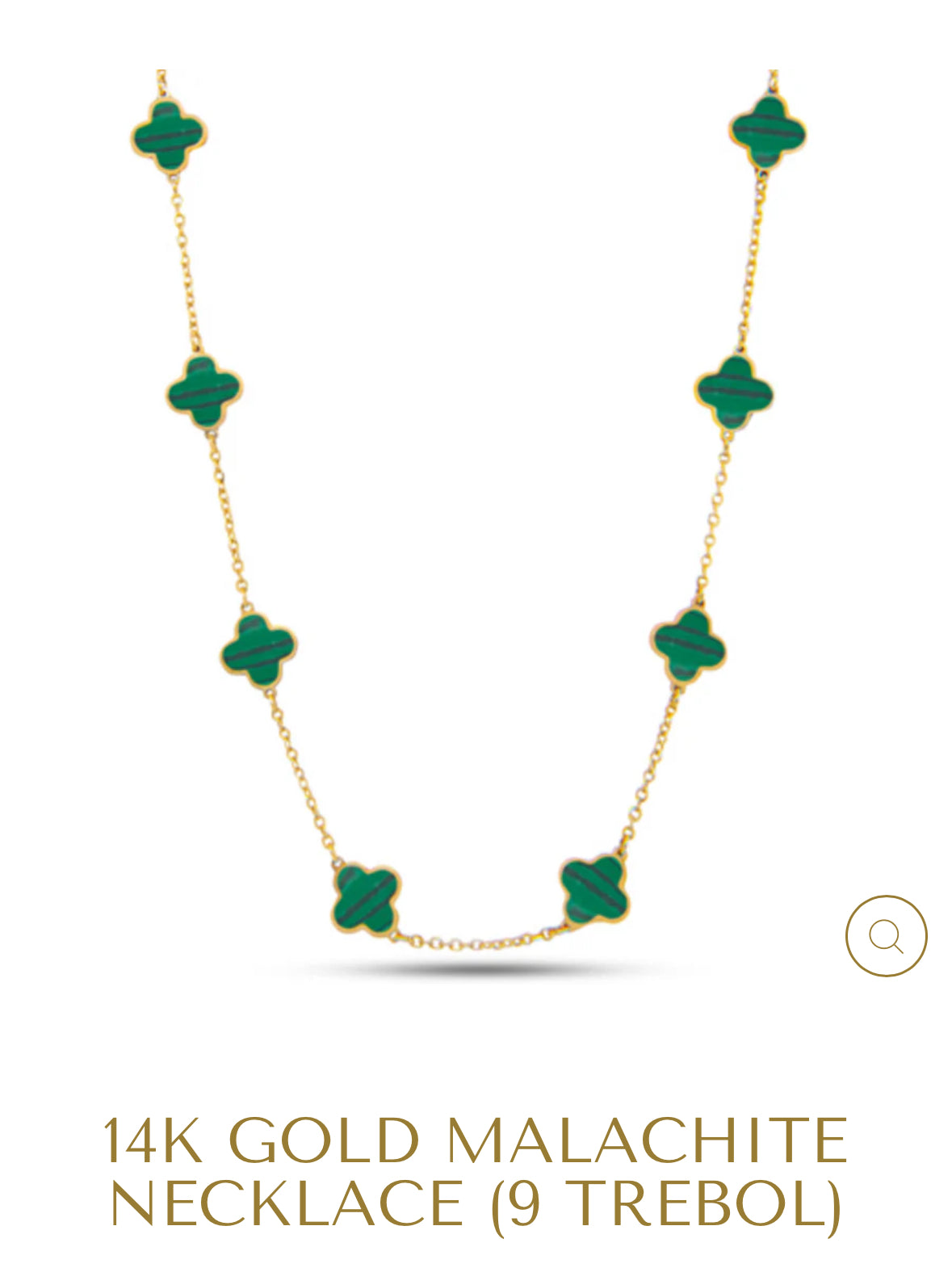 14K GOLD MALACHITE NECKLACE (9 TREBOL)