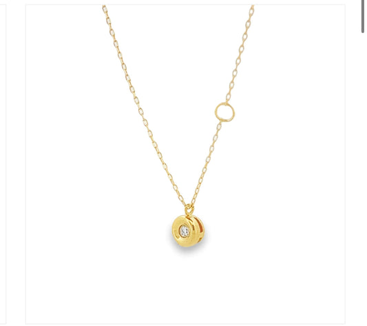 18k + Diamond Bezel Necklace