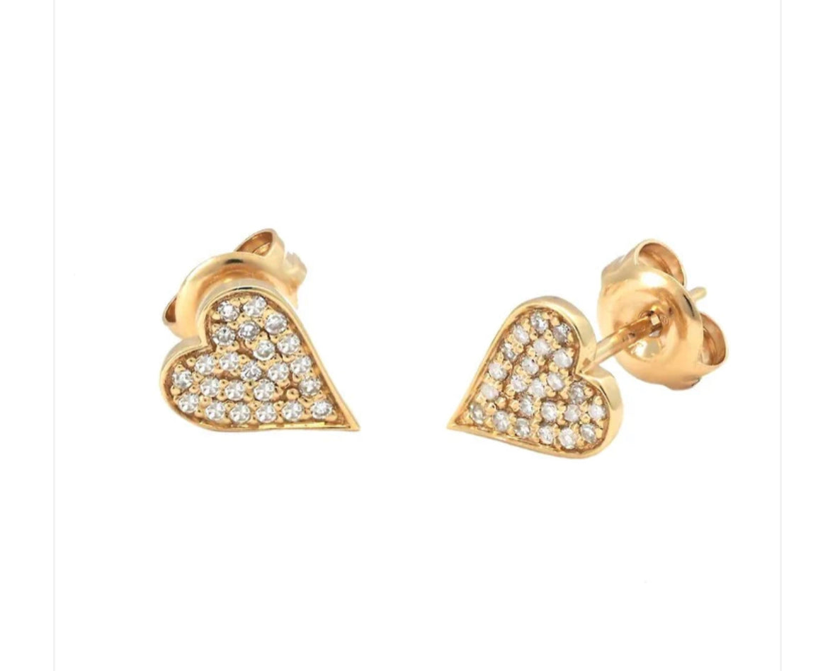 0.15Ct Diamonds pave heart Earrings