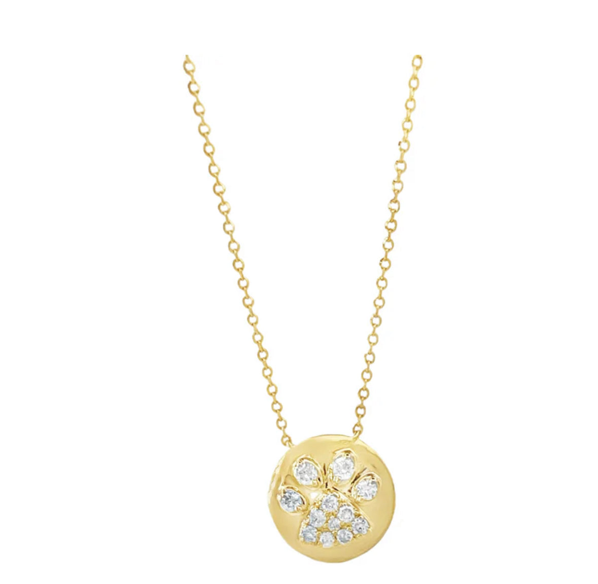 14K YELLOW GOLD DOG PAW CHARM NECKLACE