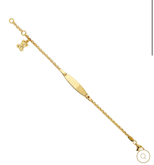14K ID KIDS BRACELET PENDING BEAR PULSERA OSITO DE BEBE 5-5.5”