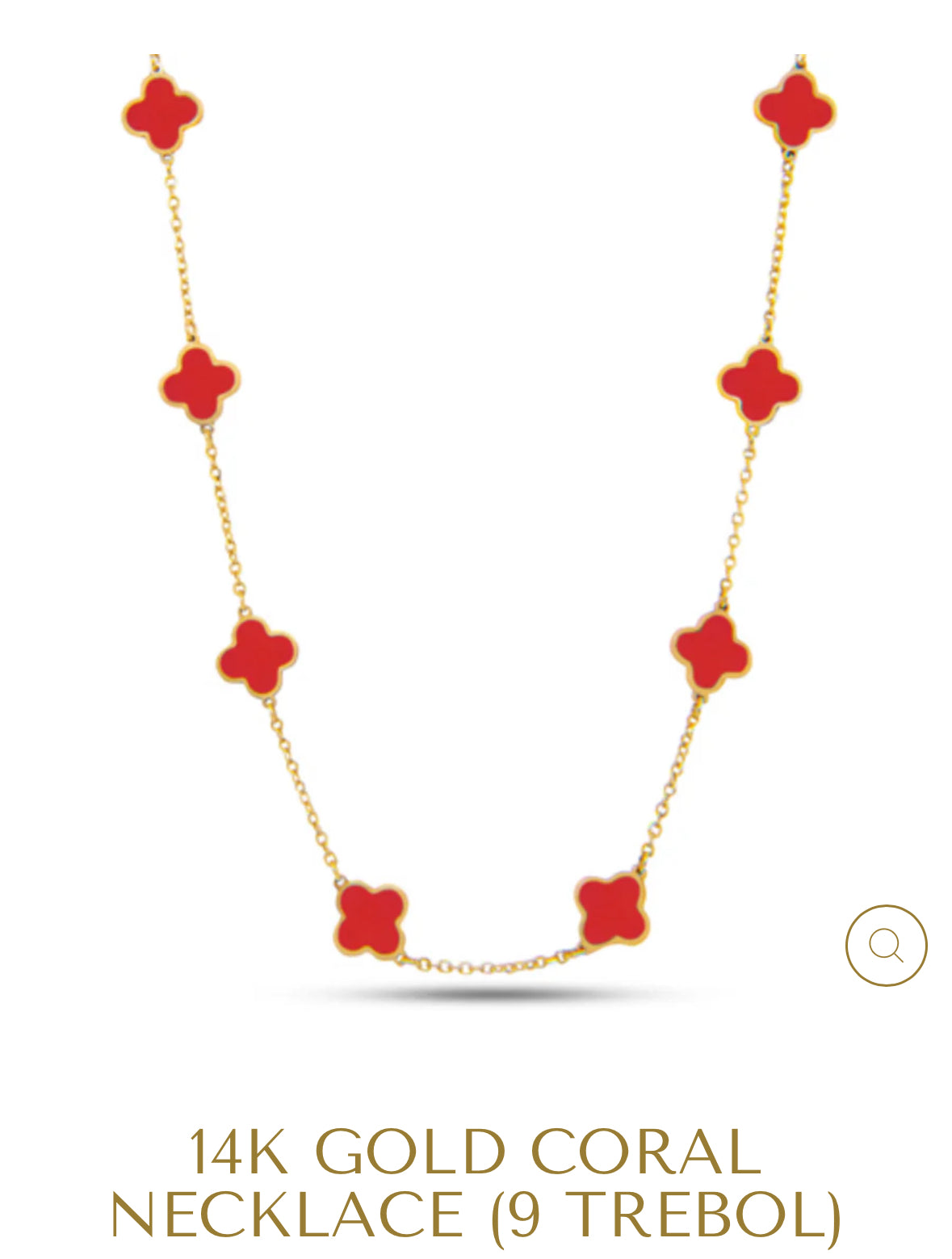 14K GOLD CORAL NECKLACE (9 TREBOL)