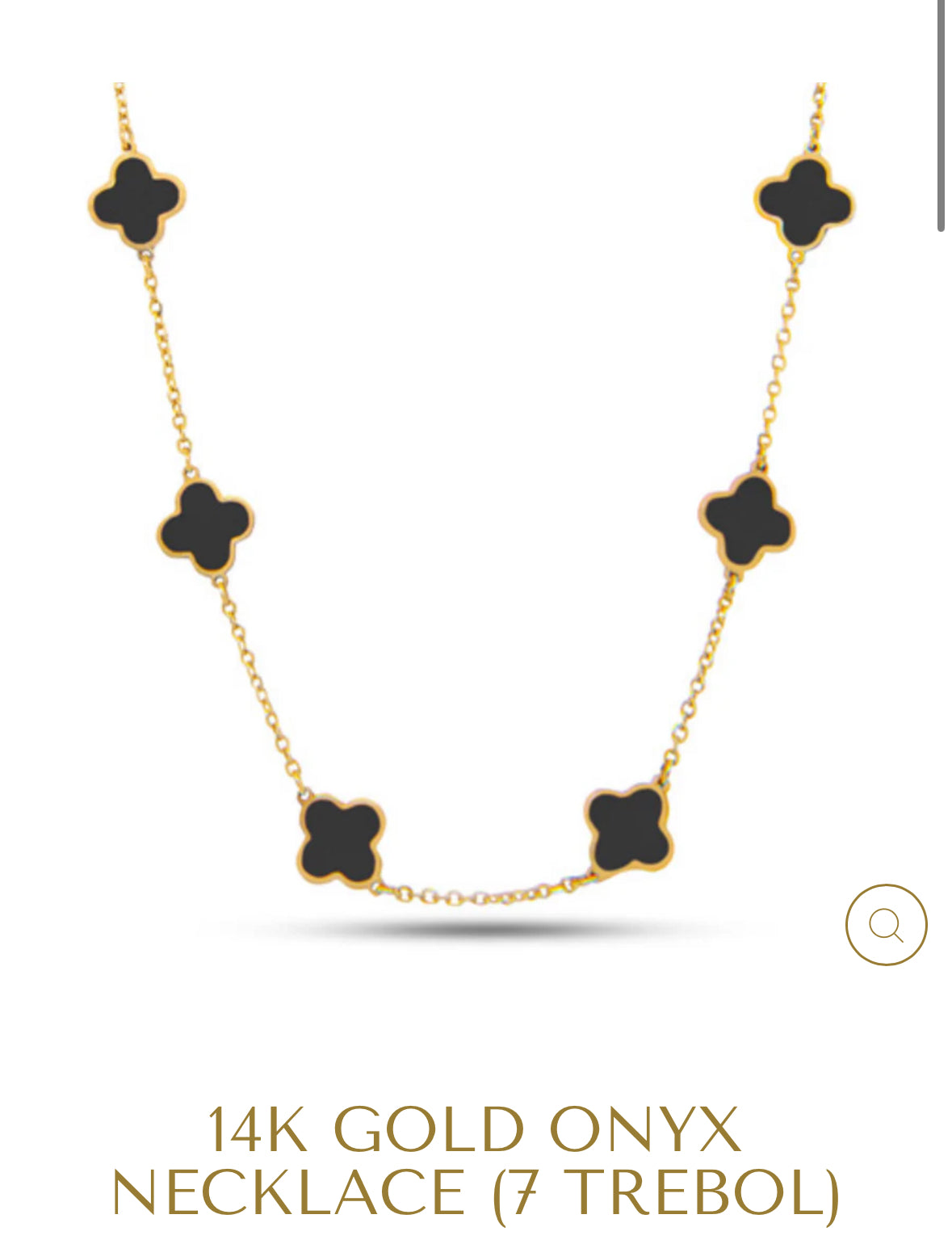 14KT GOLD ONYX NECKLACE (7 TREBOL)