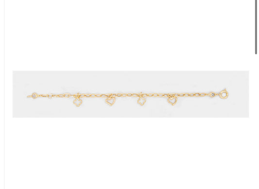 Marine link + colgantes corazón and flower 14K bracelets