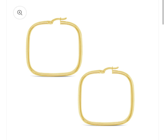 14K Medium Argollas Cuadradas