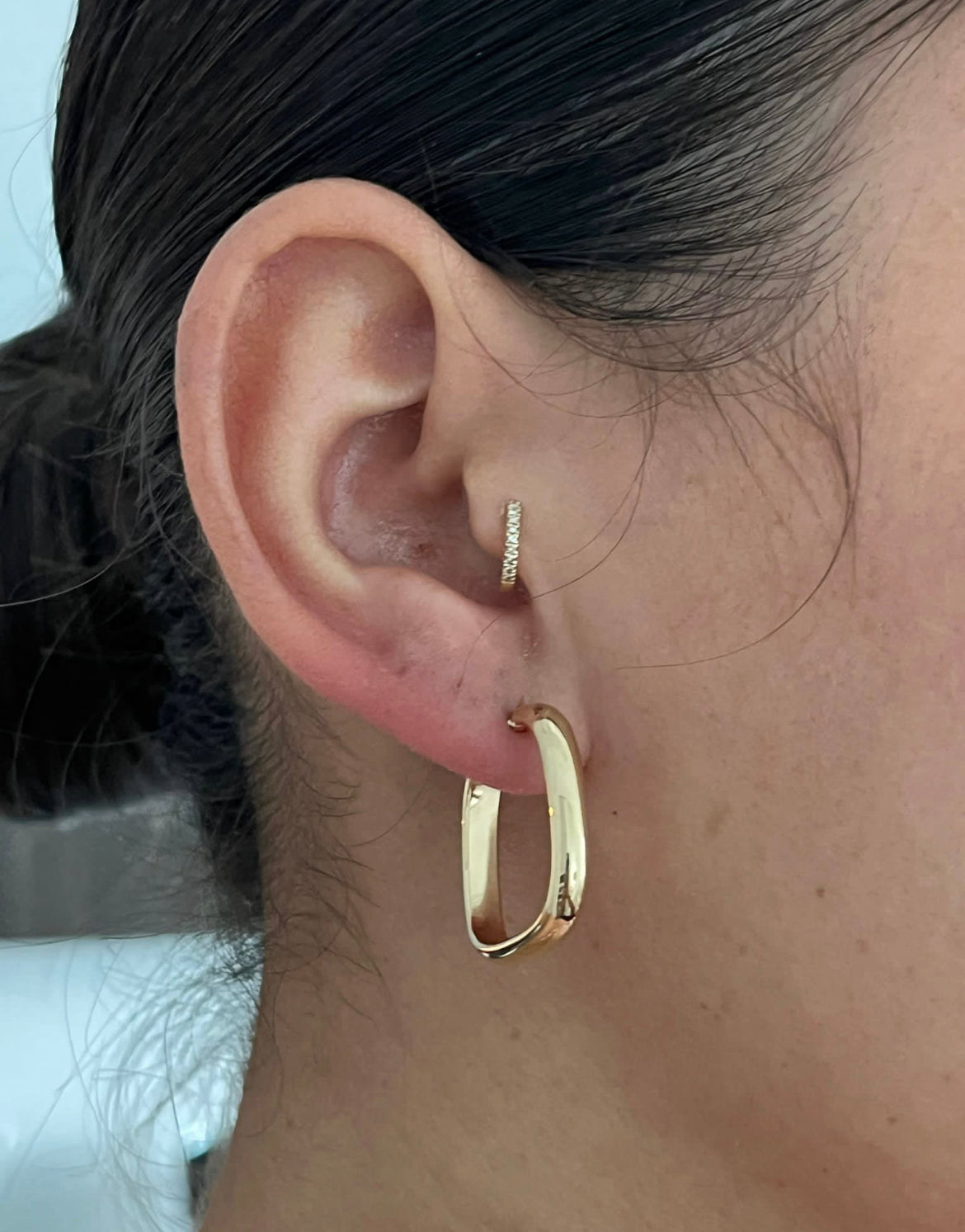 14K Small Argollas Cuadradas