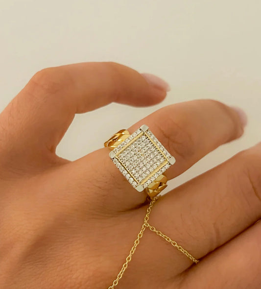 Princesa Chain Big Square Ring