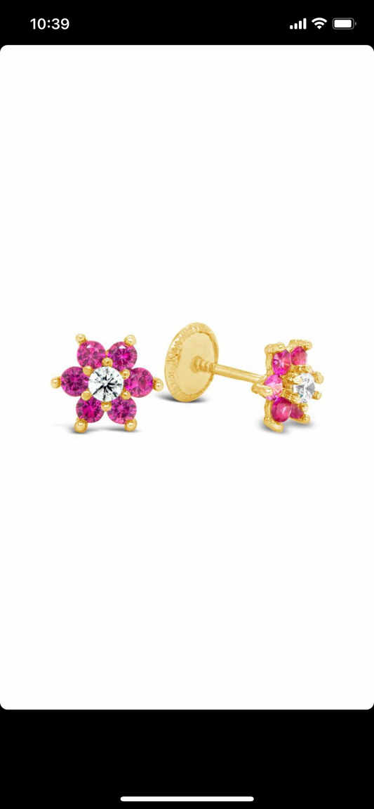 Flower zirconia earrings