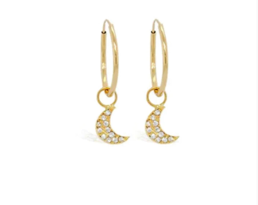 14k Endless Hoop With Bright Moon CZ