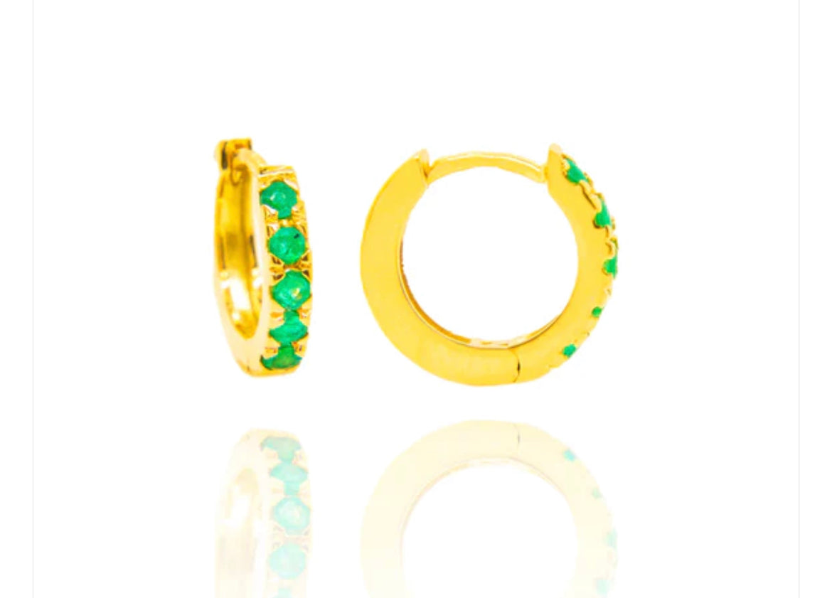 18k Hoops and Emeralds