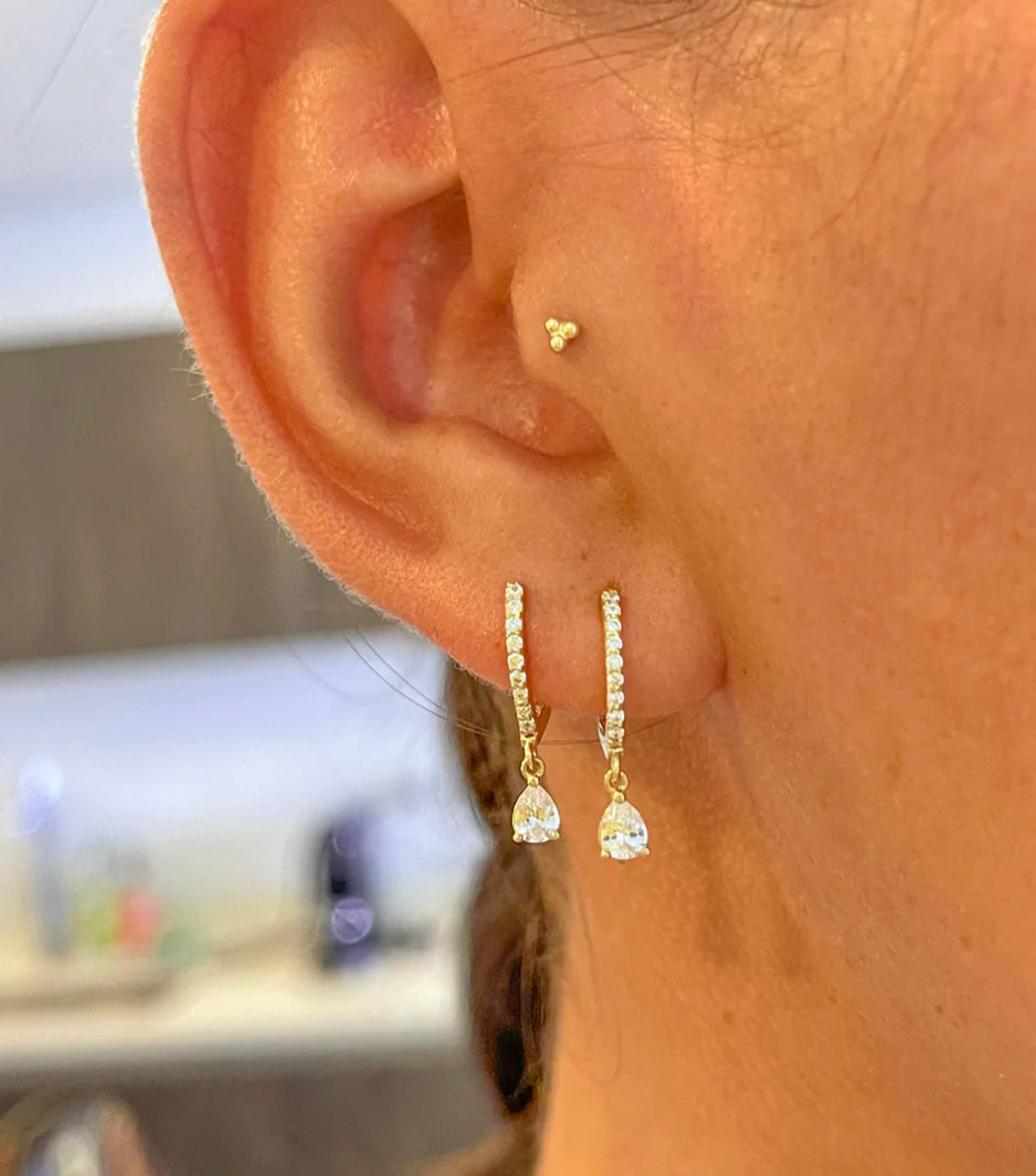 Pear Drop Huggies Earrings