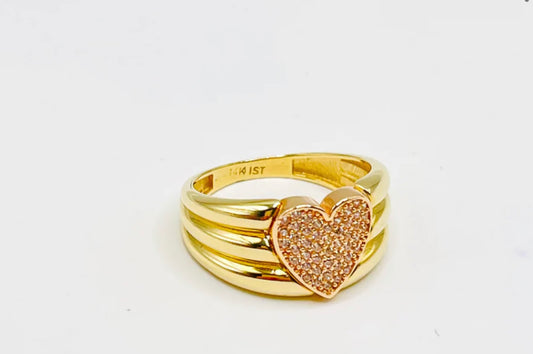 Corazón Cz and Rose Gold Banda Ring