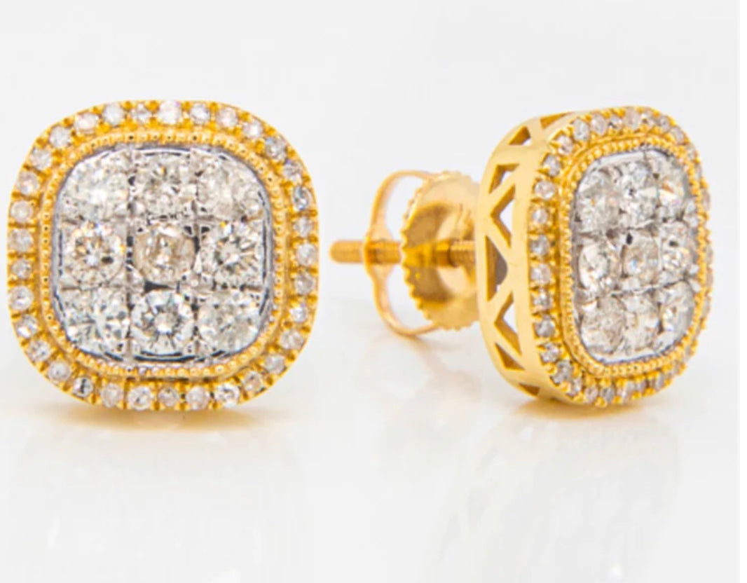 0.9 CT diamonds square Studs