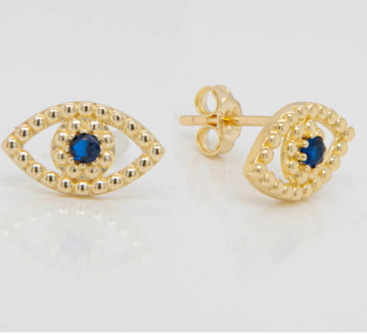 Blue Stone Eyes Studs Earrings